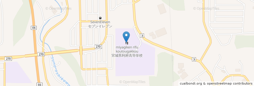 Mapa de ubicacion de 宮城県利府高等学校 en 日本, 宮城県, 宮城郡, 利府町.