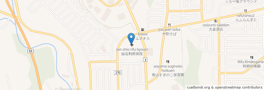 Mapa de ubicacion de 仙塩利府病院 en 日本, 宮城県, 宮城郡, 利府町.