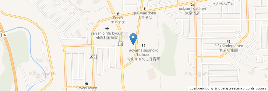 Mapa de ubicacion de 利府青山郵便局 en Giappone, 宮城県, 宮城郡, 利府町.