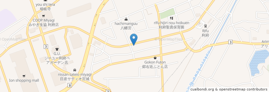 Mapa de ubicacion de 仙台銀行 利府支店 en Japón, Prefectura De Miyagi, 宮城郡, 利府町.