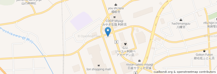 Mapa de ubicacion de エネオス en 일본, 미야기현, 宮城郡, 利府町.