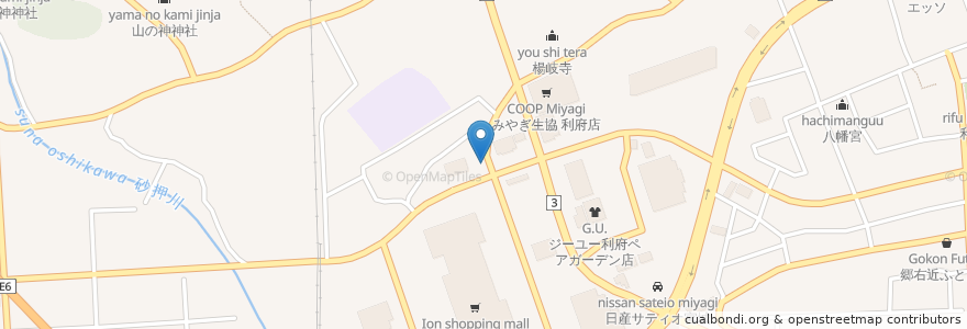 Mapa de ubicacion de ラーメンはちべえ en Japão, 宮城県, 宮城郡, 利府町.