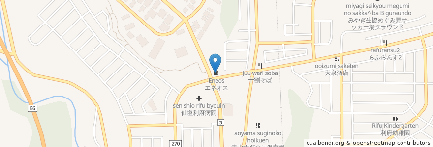Mapa de ubicacion de エネオス en Giappone, 宮城県, 宮城郡, 利府町.
