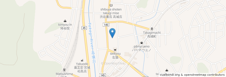 Mapa de ubicacion de 七十七銀行 松島支店 en Japan, Miyagi Prefecture, Miyagi County, Matsushima.