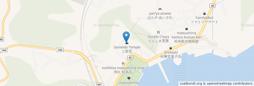 Mapa de ubicacion de 三聖堂 en ژاپن, 宮城県, 宮城郡, 松島町.
