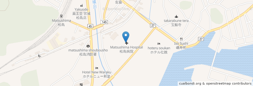 Mapa de ubicacion de 松島病院 en Japón, Prefectura De Miyagi, 宮城郡, 松島町.
