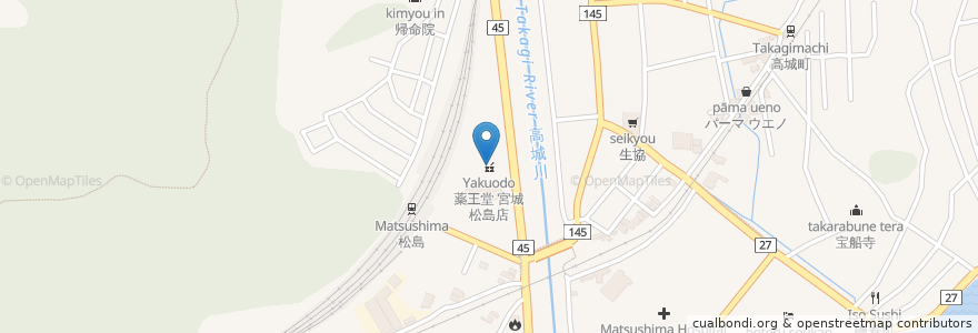 Mapa de ubicacion de 薬王堂 宮城松島店 en Japón, Prefectura De Miyagi, 宮城郡, 松島町.