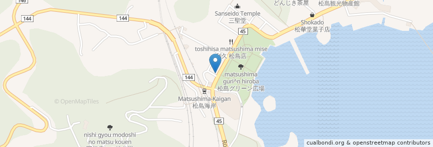 Mapa de ubicacion de 赤間精肉店(牛タン) en 日本, 宫城县, 宮城郡, 松島町.