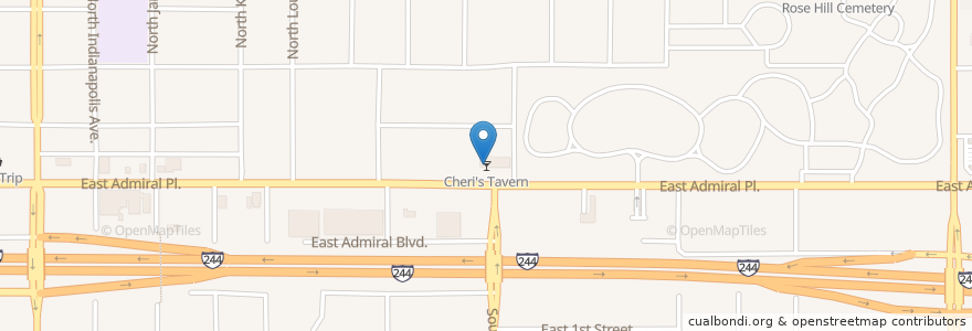 Mapa de ubicacion de Cheri's Tavern en アメリカ合衆国, オクラホマ州, Tulsa County, Tulsa.