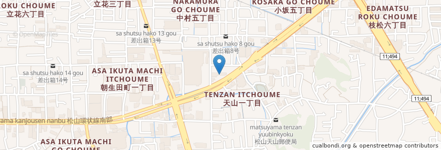 Mapa de ubicacion de ほっかほっか亭天山 en 일본, 에히메현, 松山市.