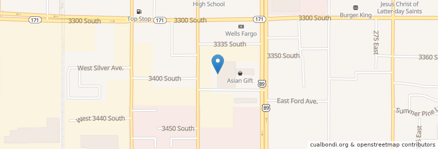 Mapa de ubicacion de CY Noodles en アメリカ合衆国, ユタ州, Salt Lake County, South Salt Lake.
