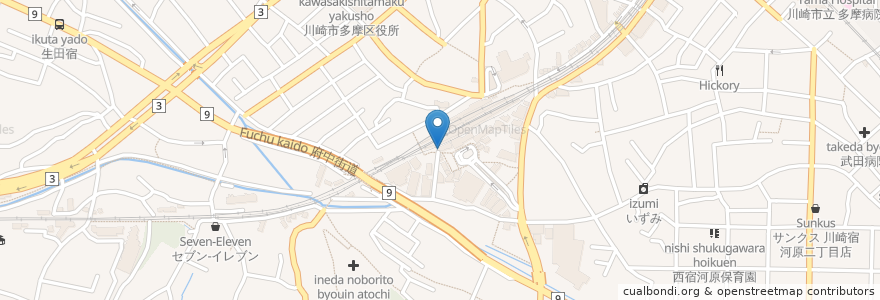 Mapa de ubicacion de 箱根そば en Japan, Präfektur Kanagawa, 川崎市, 多摩区.