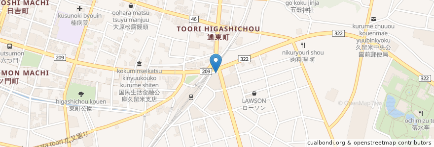Mapa de ubicacion de モスバーガー en Япония, Фукуока, 久留米市.