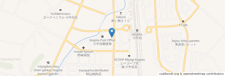 Mapa de ubicacion de 小牛田薬局 en Japón, Prefectura De Miyagi, 遠田郡, 美里町.