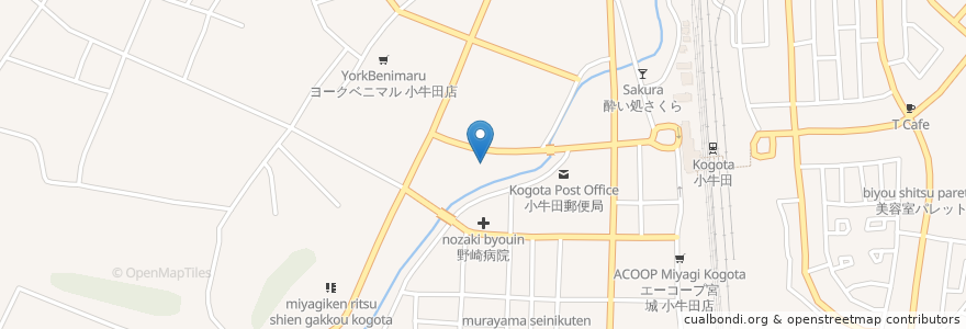 Mapa de ubicacion de 古川信用組合 小牛田支店 en Japan, Miyagi Prefecture, Toda County, Misato.