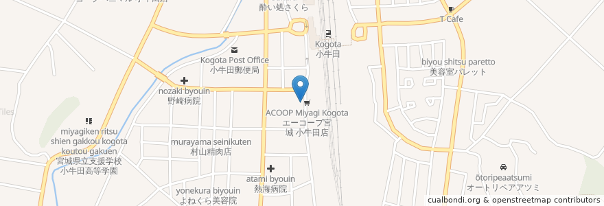 Mapa de ubicacion de 居酒屋酒楽 en Japon, Préfecture De Miyagi, 遠田郡, 美里町.