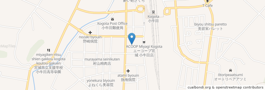 Mapa de ubicacion de 割烹前原 en Japonya, 宮城県, 遠田郡, 美里町.