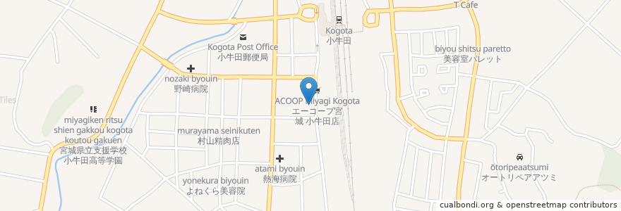 Mapa de ubicacion de 鳥由串焼き en 日本, 宫城县, 遠田郡, 美里町.