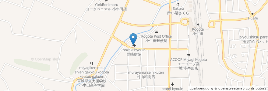 Mapa de ubicacion de 野崎病院 en Japan, Miyagi Prefecture, Toda County, Misato.