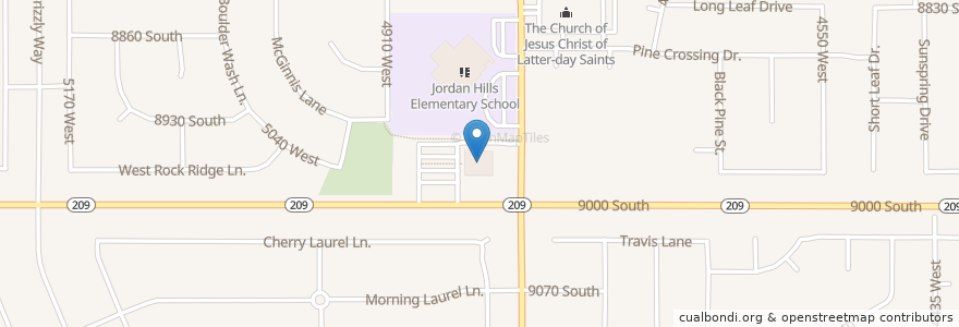 Mapa de ubicacion de Bingham Creek Library en 미국, 유타 주, Salt Lake County, West Jordan.