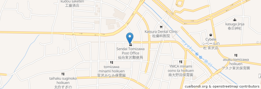 Mapa de ubicacion de 仙台富沢郵便局 en Japón, Prefectura De Miyagi, 仙台市, 太白区.