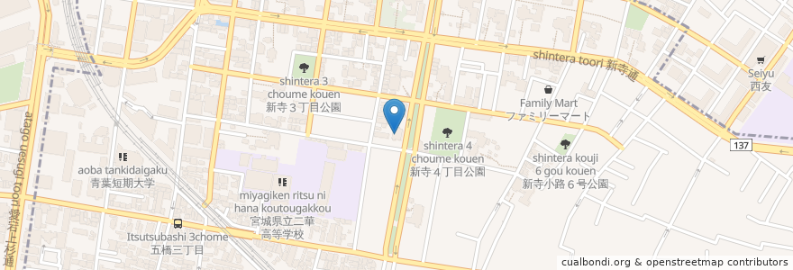 Mapa de ubicacion de 仙台歯科技工士専門学校 en Japón, Prefectura De Miyagi, 仙台市, 若林区.
