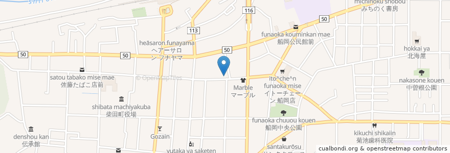 Mapa de ubicacion de ホルモン炎 en اليابان, 宮城県, 柴田郡, 柴田町.