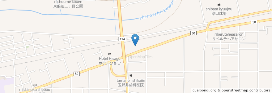 Mapa de ubicacion de ENEOS 東船岡SS / ㈱センナンエネルギー en 日本, 宮城県, 柴田郡, 柴田町.