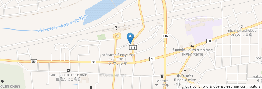 Mapa de ubicacion de 食べ処飲み処桜 en Япония, Мияги, 柴田郡, 柴田町.