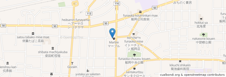 Mapa de ubicacion de 刺身居酒屋くぼた en 日本, 宮城県, 柴田郡, 柴田町.