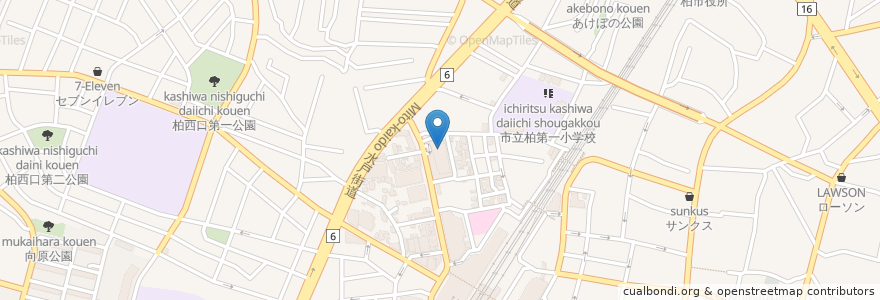 Mapa de ubicacion de 地下駐車場 en Japonya, 千葉県, 柏市.