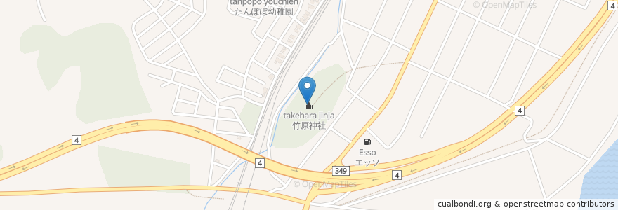 Mapa de ubicacion de 竹原神社 en 일본, 미야기현, 柴田郡, 柴田町.