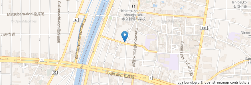 Mapa de ubicacion de 大黒湯 en Japón, Prefectura De Kioto, Kioto, 東山区.
