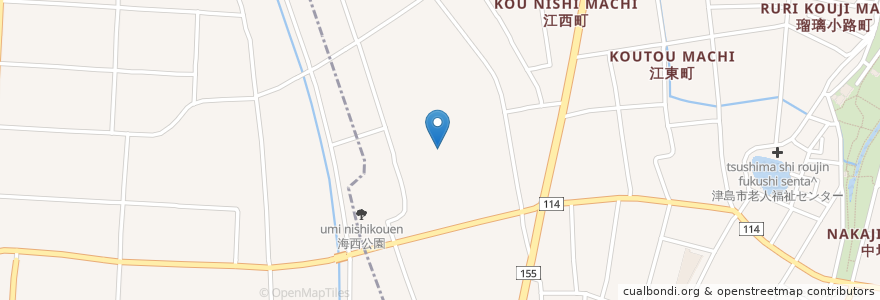 Mapa de ubicacion de 愛西市 en 日本, 愛知県, 津島市.
