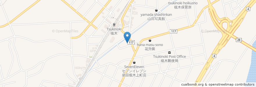 Mapa de ubicacion de 泰平堂薬舗 en Japão, 宮城県, 柴田郡, 柴田町.