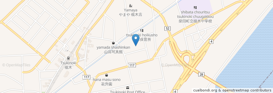 Mapa de ubicacion de 久須志神社 en Japan, Präfektur Miyagi, 柴田郡, 柴田町.
