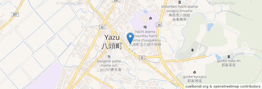 Mapa de ubicacion de カフェ黒田 en Япония, Тоттори, 八頭郡, 八頭町.