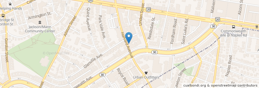 Mapa de ubicacion de Wonder Bar en Estados Unidos De América, Massachusetts, Suffolk County, Boston.
