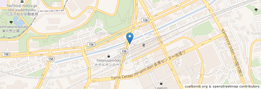 Mapa de ubicacion de 沖縄九州料理 風風 en Japan, Tokio, 多摩市.
