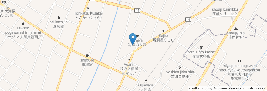 Mapa de ubicacion de とり八 en Giappone, 宮城県, 柴田郡, 大河原町.