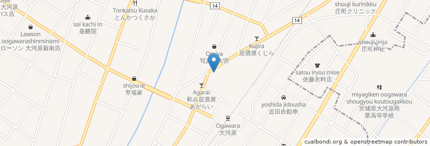 Mapa de ubicacion de 森薬局 en Japon, Préfecture De Miyagi, 柴田郡, 大河原町.