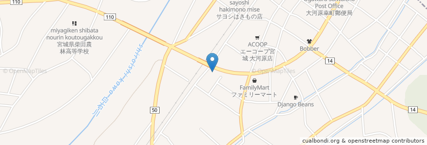 Mapa de ubicacion de スナック こずえ en 일본, 미야기현, 柴田郡, 大河原町.