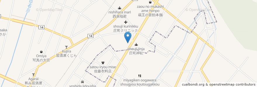 Mapa de ubicacion de 大むらそば屋 en Giappone, 宮城県, 柴田郡, 柴田町, 大河原町.