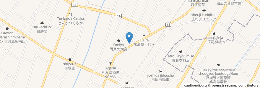 Mapa de ubicacion de 茶居珈 en Japan, Miyagi Prefecture, Shibata County, Ogawara.