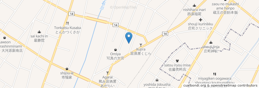 Mapa de ubicacion de 甘糟医院 en 일본, 미야기현, 柴田郡, 大河原町.