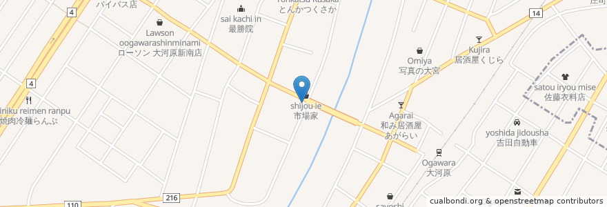 Mapa de ubicacion de 大友屋 en Jepun, 宮城県, 柴田郡, 大河原町.