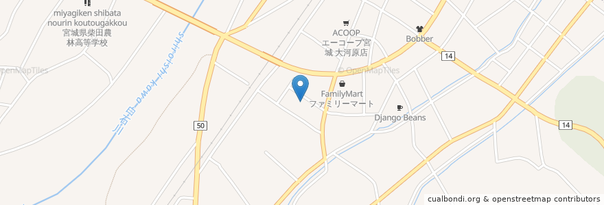 Mapa de ubicacion de スナック 古都 en Japão, 宮城県, 柴田郡, 大河原町.