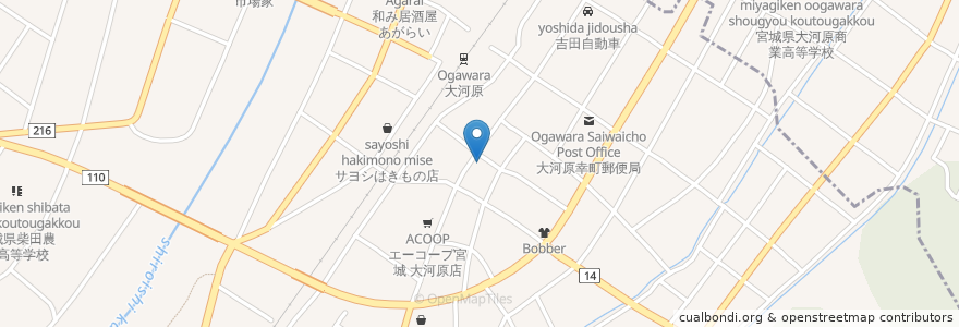 Mapa de ubicacion de ゆたか寿し en Japan, Präfektur Miyagi, 柴田郡, 大河原町.
