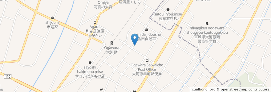 Mapa de ubicacion de 後藤歯科医院 en Japan, Präfektur Miyagi, 柴田郡, 大河原町.