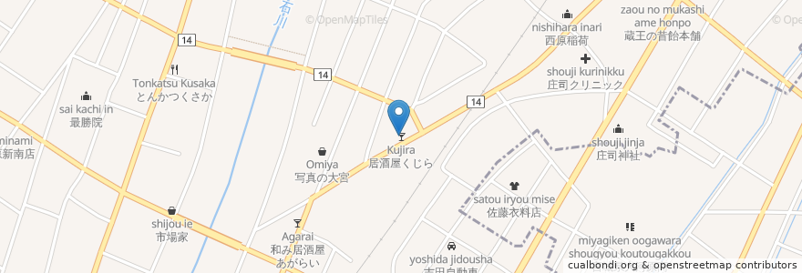 Mapa de ubicacion de 居酒屋くじら en 日本, 宫城县, 柴田郡, 大河原町.